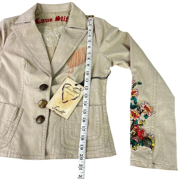 Love Stitch Embroidered Floral Cropped Blazer Womens Size S (NWT) - Picture 13 of 15